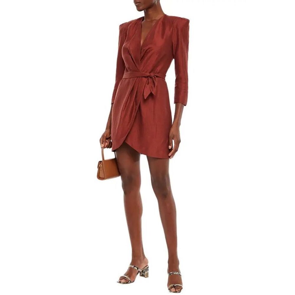 Sandro Vera Wrap‎ Linen Blend Mini Dress